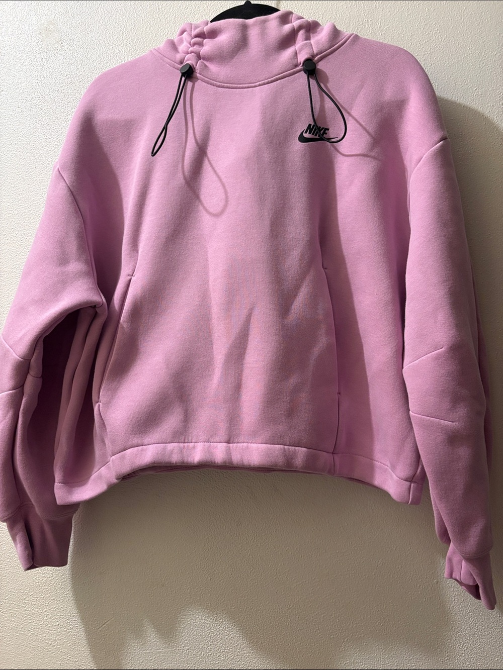 Nike Women's size Medium Pink Drawcord Cropped Hoodie